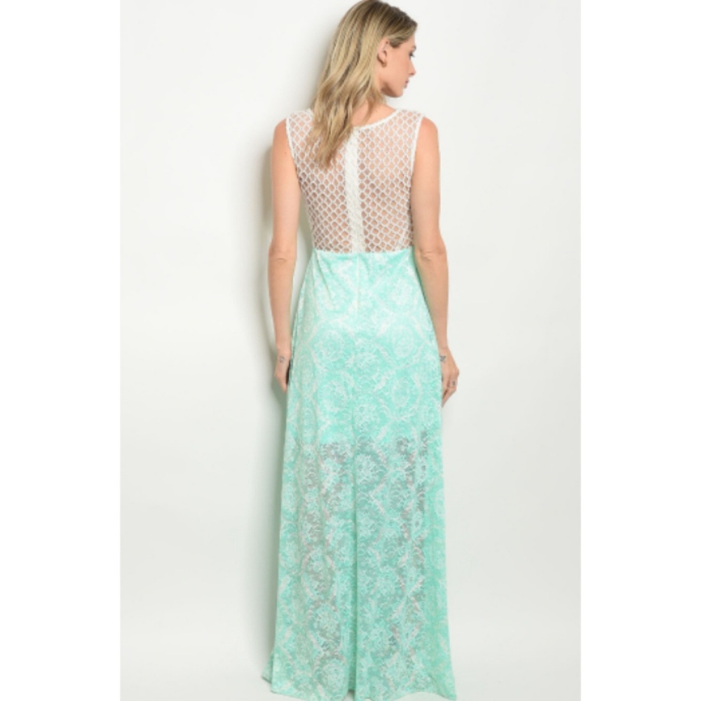 White and mint maxi dress - Picture 3 of 8